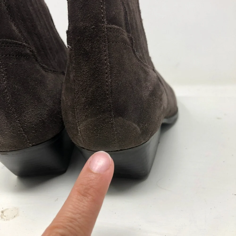 Marc Fisher LTD Boots Womens 9 Brown Suede Metal Toe Western Chelsea Cowgirl